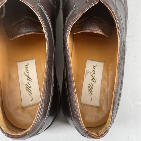 Mezlan Napoli Men's Size 9.5 Brown Leather Cap Toe Oxfords Dress Shoe Casual EUC - Picture 8 of 9